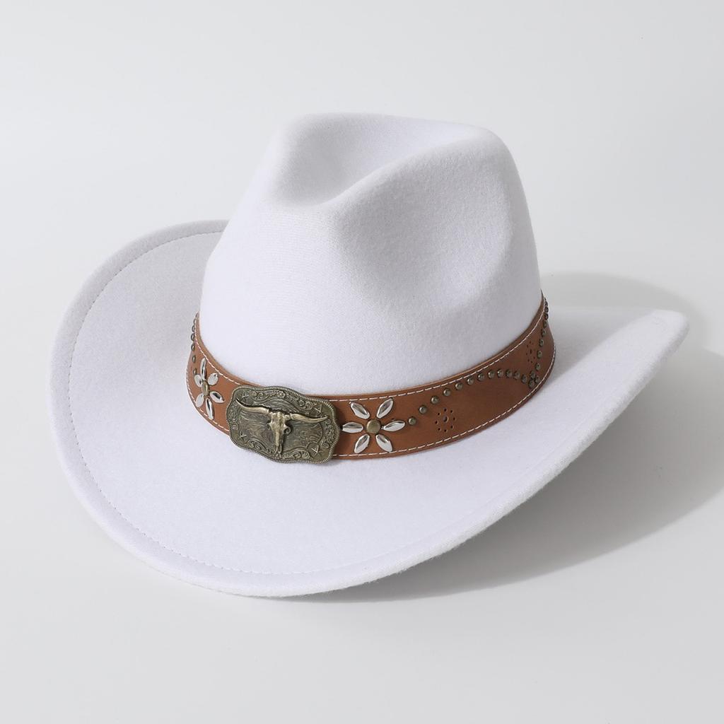 Cappello da cowboy western unisex unico con tesa arrotolata e sommità a forma di cuore, adatto per autunno e inverno