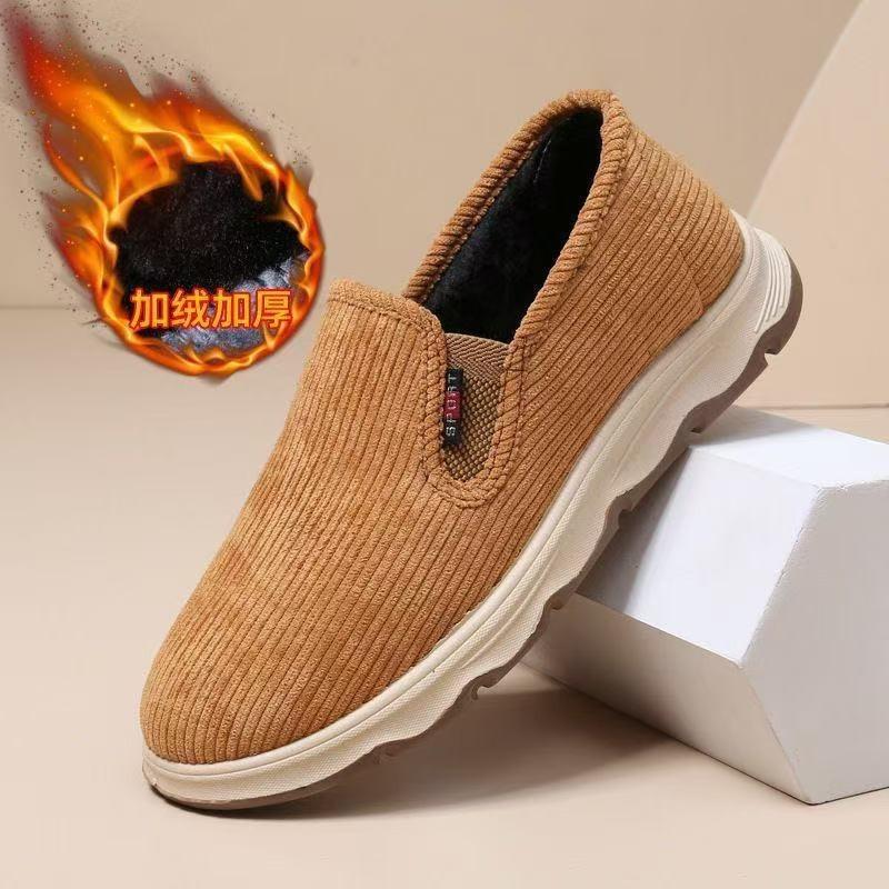 Autumn and winter cloth shoes men's velvet soft-soled shoes casual and warm dad cotton shoes