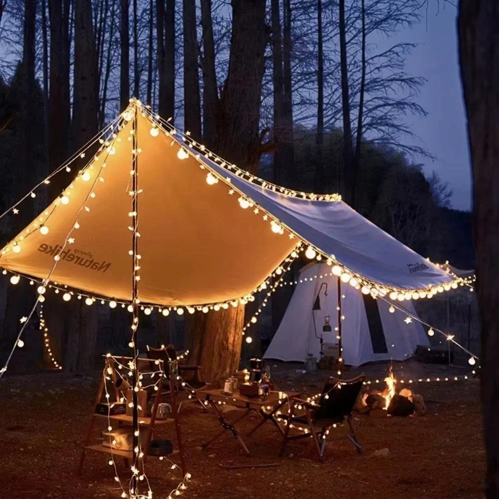 Outdoor Solar Bubble Ball Star String Lights Waterproof LED Lights for Patio Party Wedding Holiday Christmas Garden Decorations