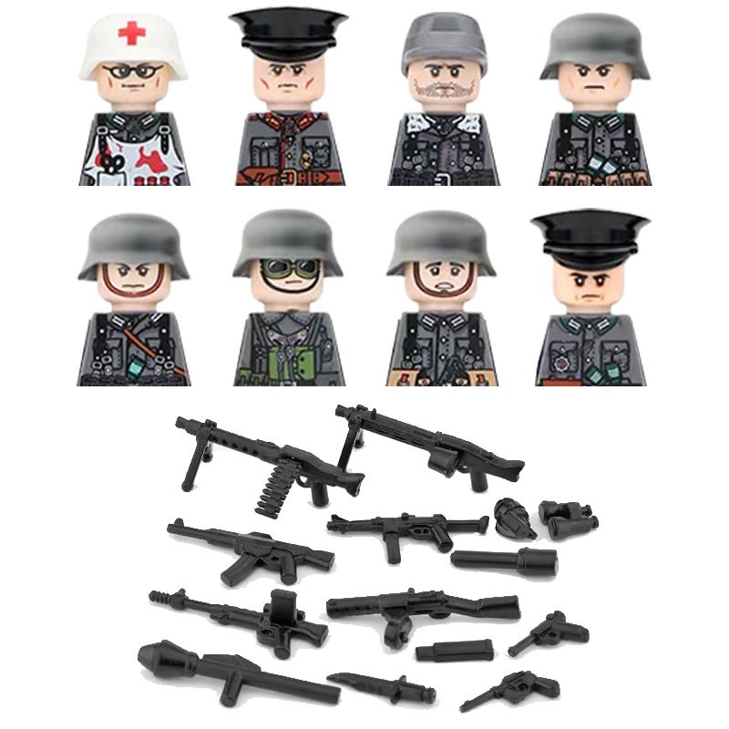Military Soldier Building Block Figure British US Snow Camouflage Troop MP40 M1A1 Motorcycle Accessories Toys Gift Brick Z02