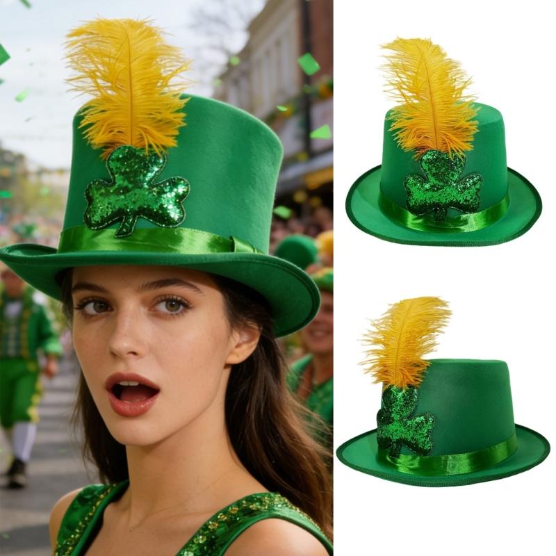 Cowboy Hats Panama Hat Leprechaun Headwear Green for Women Men Photo Props Western for Men Women Unisex Wear Headwear