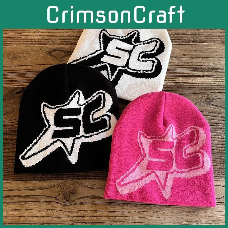Pattern Alphabet Sc Acrylic Beanie Knit Hat Unisex Warm Hat For Use Outdoor