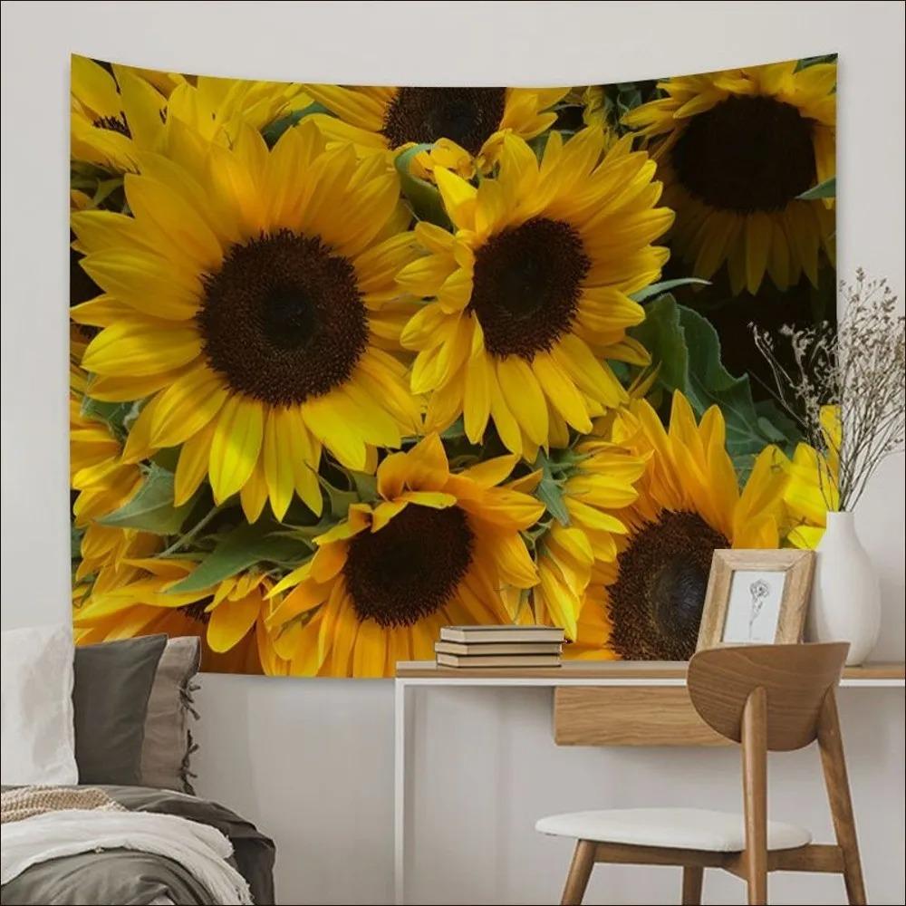Поле подсолнухов Фон Ткань Украшения Стены Дома Гобелен Гобелен Офис Гостиная 100x75cm — фото 9
