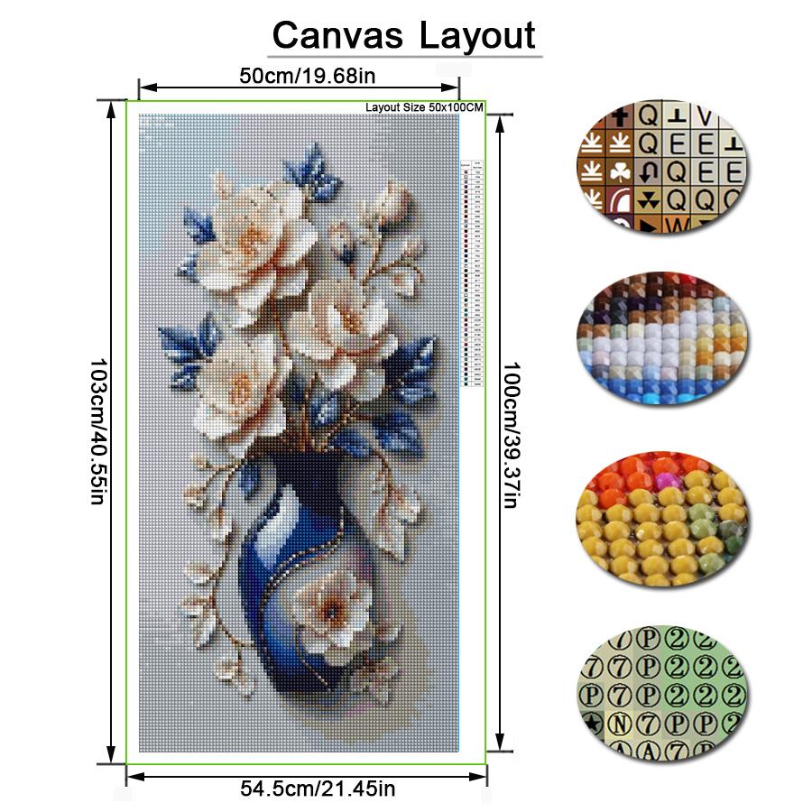 Still Life Flower Vase Large Size Diamond Painting Floral Diy Full Square Round Drill Rhinestone Embroidery Mosaic Cross Stitch Kits Wall Decor