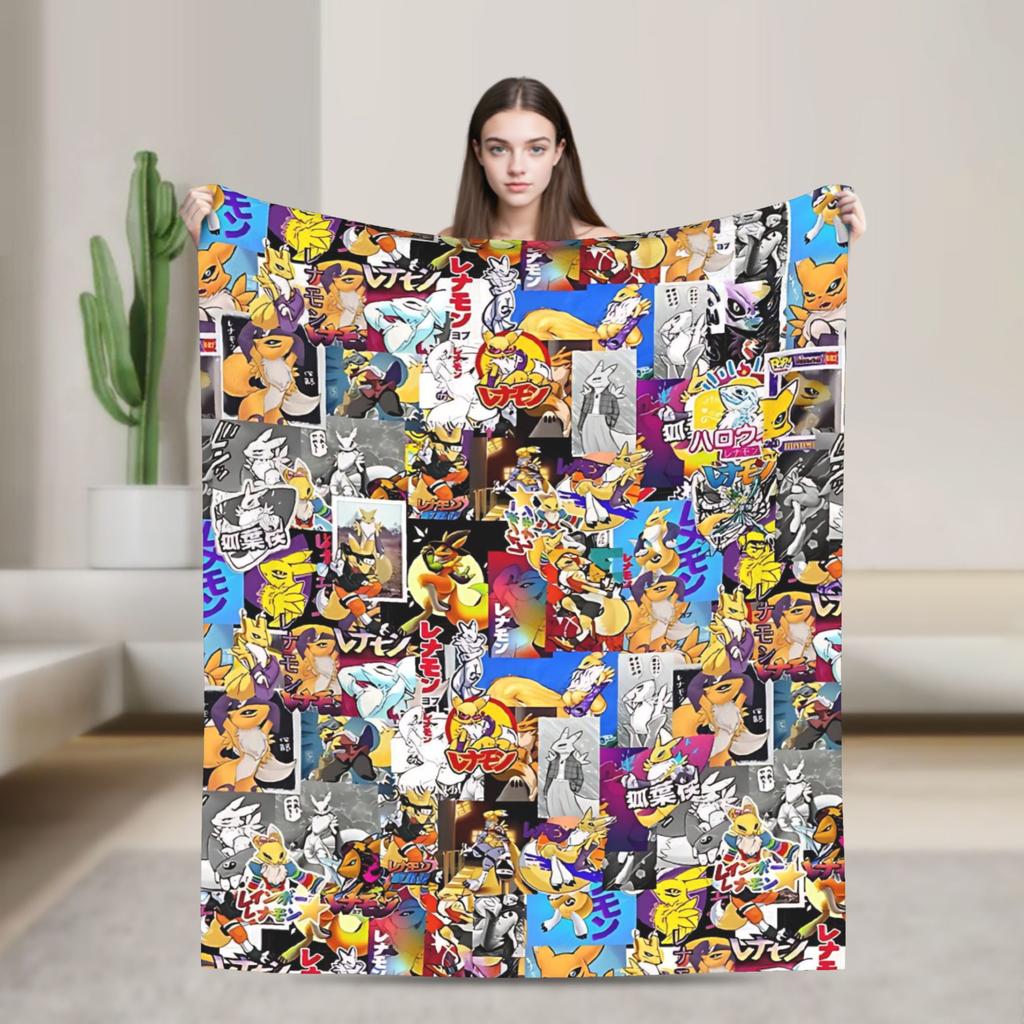 Digimon Virtual Pet Blanket Flannel Decoration Multifunction Super Soft Throw Blankets for Bed Outdoor Rug Piece