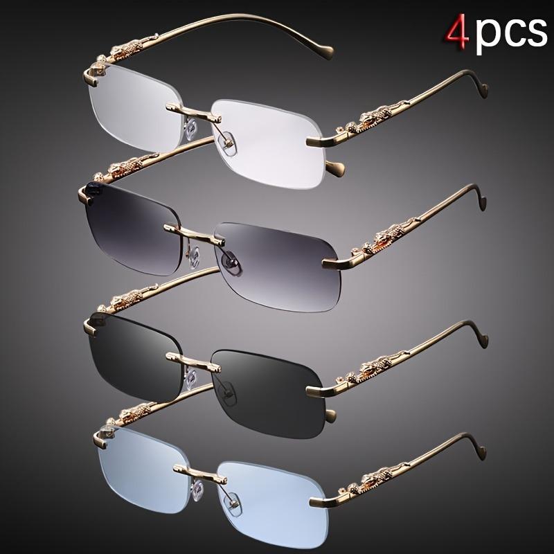 4-Pack Minimalist Square Frameless Metal Glasses Perfect for Birthday Gifts and Pography Props