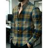 Men's Fashion Plaid Long-sleeved Shirt Retro British Style Contrast Plaid Shirt