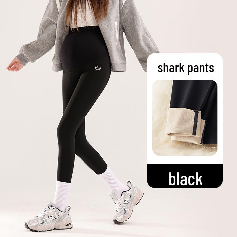 Maternity Sharkskin Yoga Leggings - Fleece-Lined for Spring & Autumn 2025