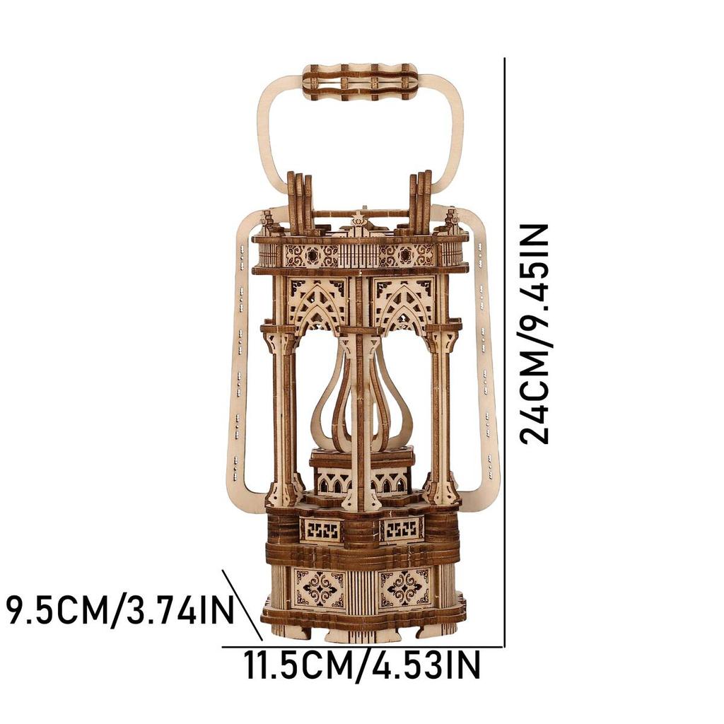 3D Wooden Puzzles for Adults Handmade DIY Crafts Model Kits Rotating Vintage Lantern Hands On Activity Desk Decor Birthday Or Ch