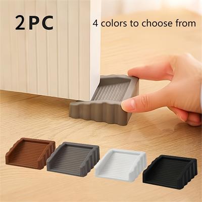 2Pcs Silicone Door Stop Wedge Safety Stoppers Reusable Shock Absorbent Home Office Anti-Folder Hand Anti-Collision Stop No Drill