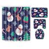3D Printed Christmas Waterproof Shower Curtain Toilet Four-Piece Combination Set Household Doormat Floor Mat Carpet