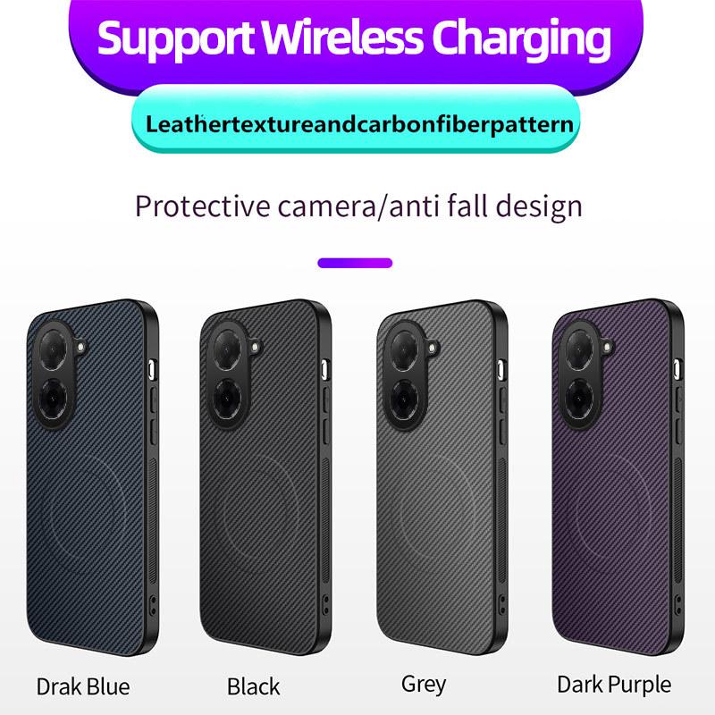 Redmi A5 4G Hülle mit Carbonfaser-Ledertextur, mit Linsen- & Sturzschutz, MagSafe-kompatibel