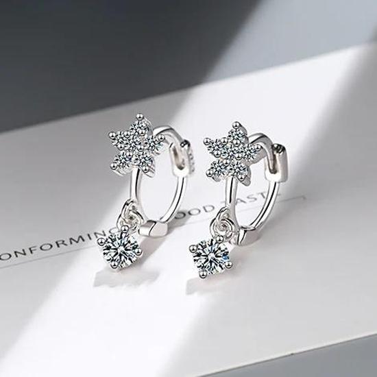 New Arrival Female Pendientes 925 Sterling Silver Flower Micro Pave AAA Zircon Earrings for Women Girl Jewelry Oorbellen Brincos