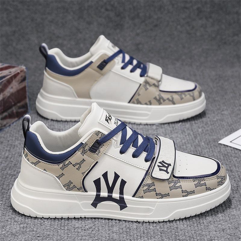 Guochao Men'S Shoes Casual Thick Baseplate Shoes Leather Surface Letter Breathable Sports White Shoes