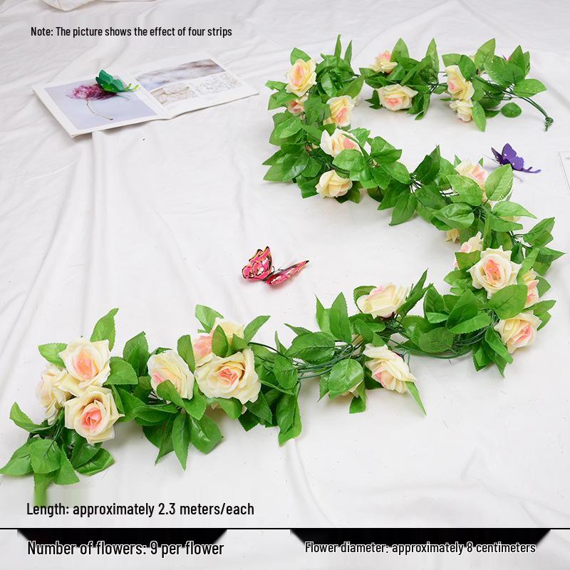 Artificial Rose Vine for Wedding Arches, Staircase Railings, and Ceiling Decor