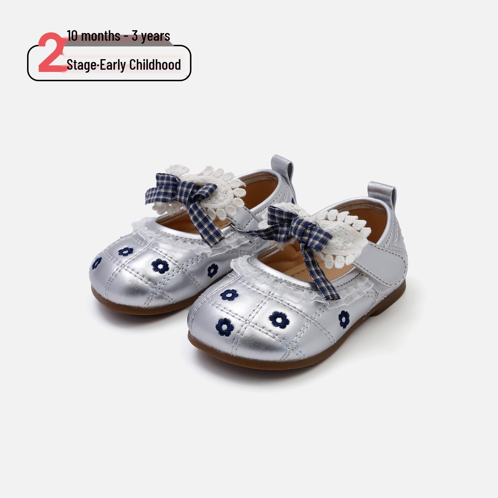 

Lace Decorated Soft-Soled Toddler Princess Shoes for Walking 16/Inner Length 12.5cm срібний