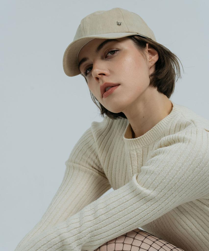DOLIGRAM Basic Cat Rivet Washed Cap Beige