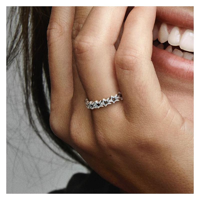Pandora Asymmetric Star Ring 925 Silver Ring Women's Silver 190029C00