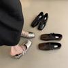 Vento noturno francês prata sapatos únicos femininos rasos outono 2025 novo temperamento fada commuter bico quadrado boca rasa Mary Jane