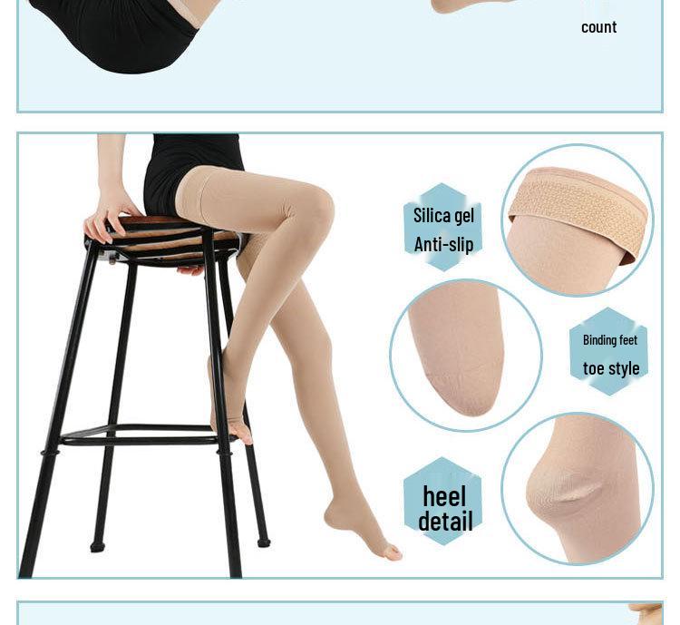 Class 3 Medical Compression Thigh-High Stockings for Men and Women - Varicose Vein Prevention and Leg Support