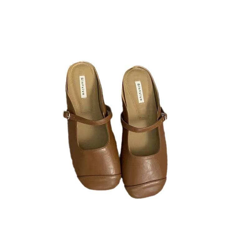 Baotou pantofle dámské svrchní nošení 2025 nové korejská verze jemné vílí měkké ploché ležérní nazouvací mullerky