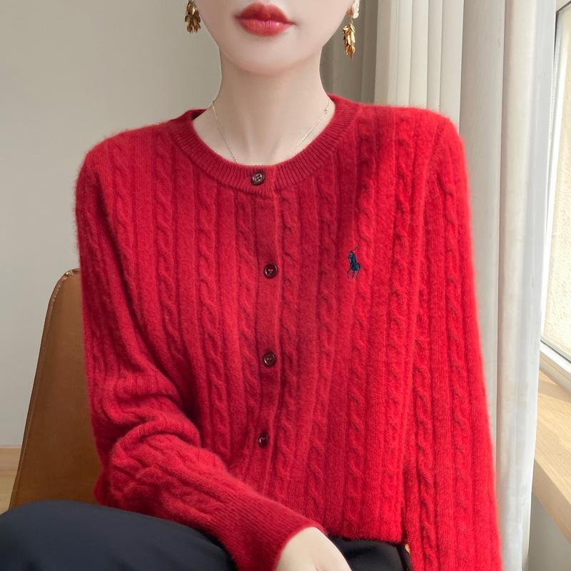 

Жіночий вільний в язаний кардиган Andy з вишивкою та косами - Універсальний однотонний светр-жакет з круглим вирізом Extra Large