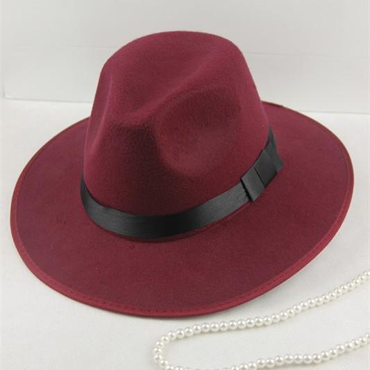 Big Edge Top Hat Men Ladies Stage British Hat Jazz Wool Felt Hat Old Man