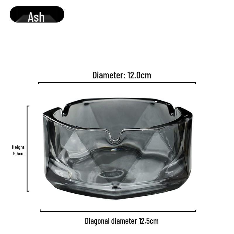 Compact Glass Ashtray for Hotel Rooms, Bedrooms, and Bathrooms
