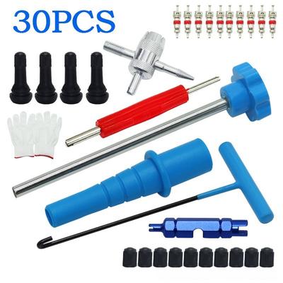Car Tire Valve Stem Tallation Kit with Valve Core Puller Set for Fast Valve Stem Service and Tire Maintenance