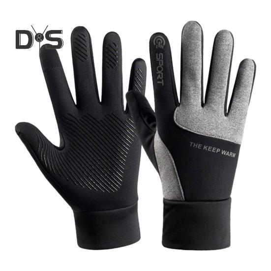 

1 пара зимних перчаток для велоспорта, теплые, с сенсорным экраном, нескользящие, ветрозащитные, водонепроницаемые, для холодной погоды, мужские перчатки для езды на мотоцикле, катания на лыжах серый