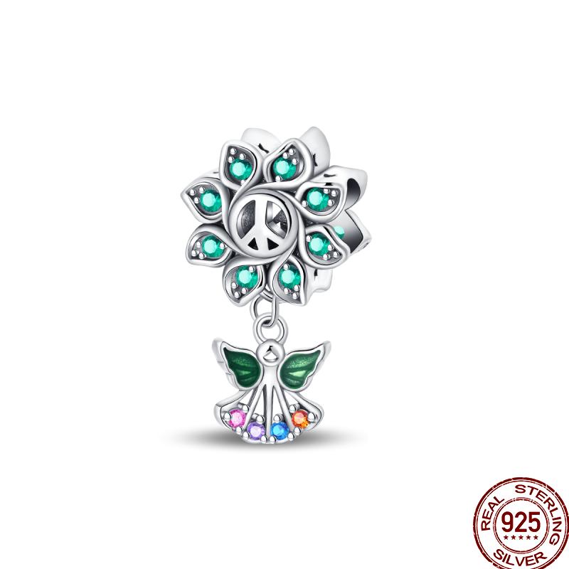 Copper Shiny Zircon Classic Classical Flower Series Charm Beads Suitable Fit 3Mm Original Charm Bracelet