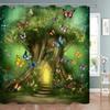 Weißer Kater Mit Blauen Schmetterlingen Duschvorhang Wasserdicht Leicht Zu Reinigen Sichtschutz Druck Fantasy Kunst Design Elegant