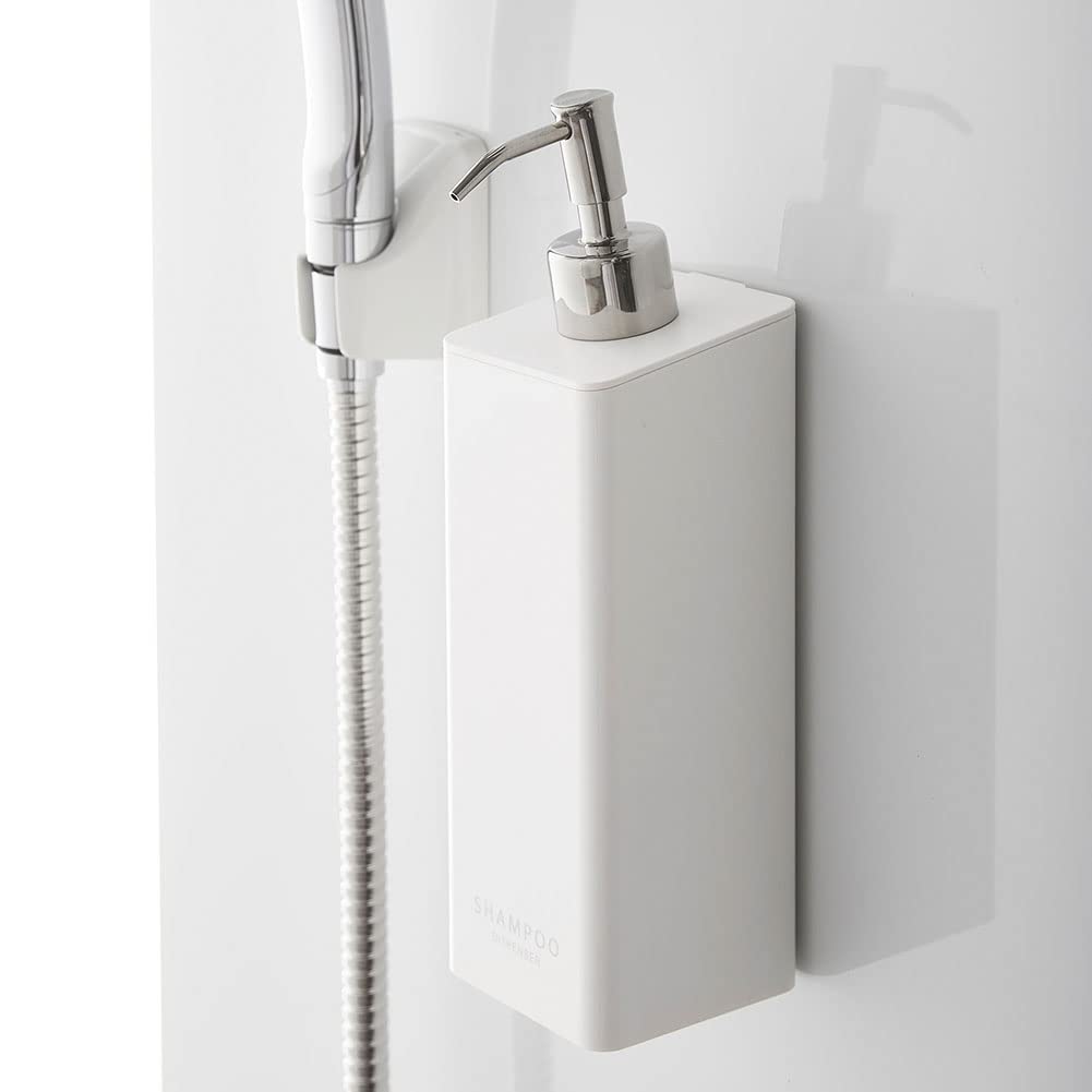 Yamazaki Tower Magnetic Dispenser of Magnetic Refillable Bottles for and Body and 4262 Two-Way (Set 3) - Shampoo, Conditioner, Soap, White, 4258,