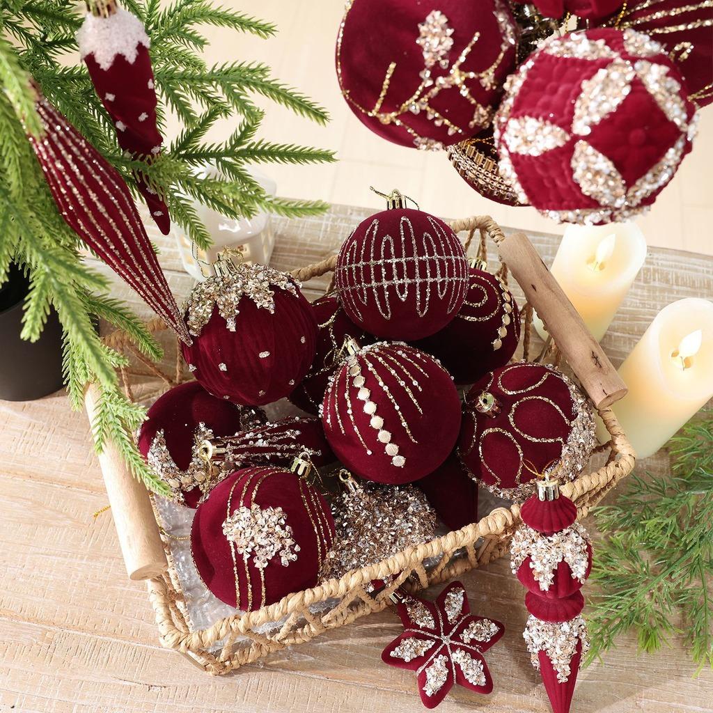 Plastic Christmas Ornament Burgundy Christmas Ball Ornament Christmas Tree Hanging Ornament Plastic For Mantel Wreath Home