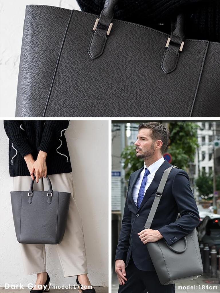 VITAFELICE Damen 2-Wege Vertikale Tote Bag (inb-10184p) (Dunkelgrau)