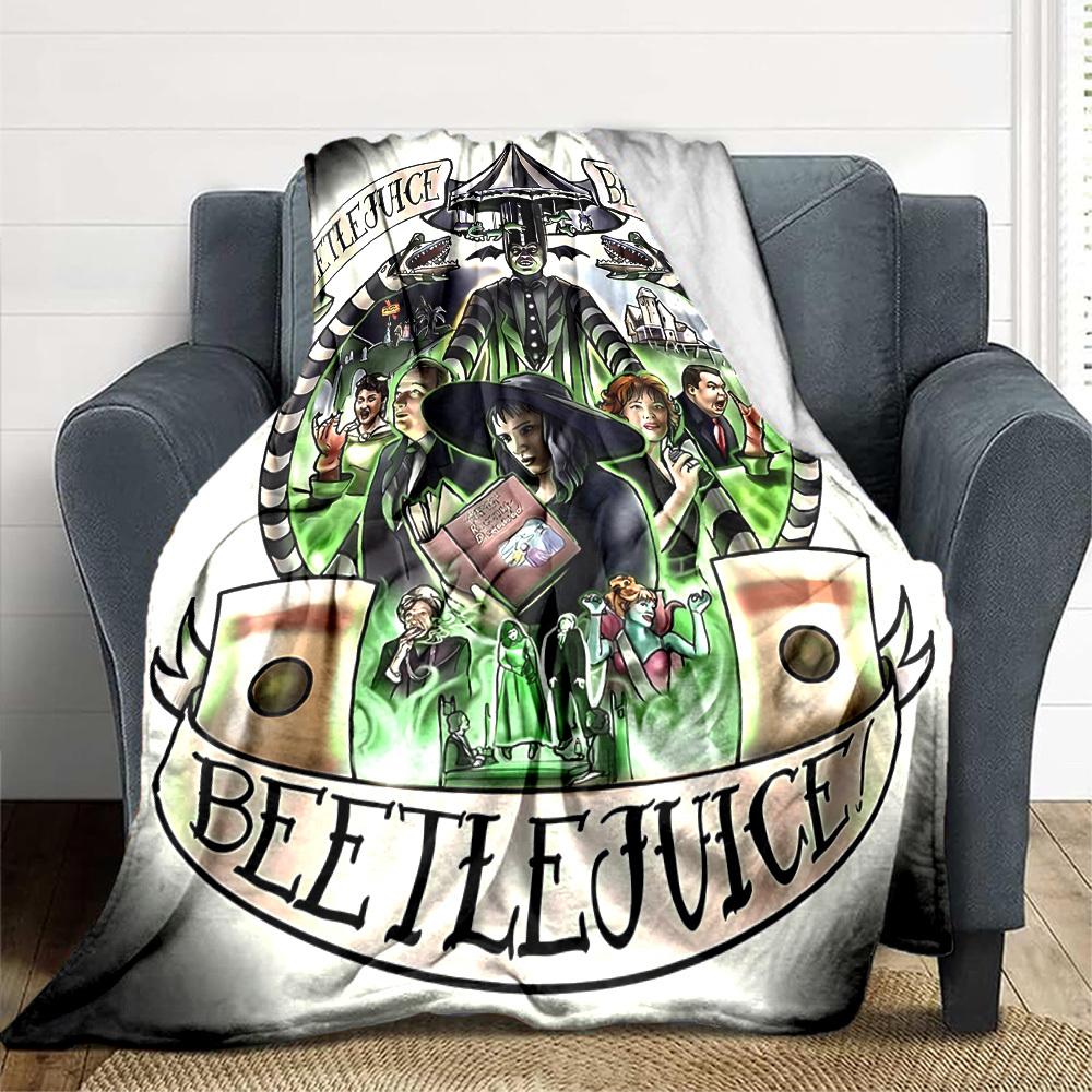 

1pc Beetlejuice Blanket Lightweight Flannel Throw For Sofa, Bed, Travel, Livingroom, Office, Couch, Chair, And Bed 80x120cm
