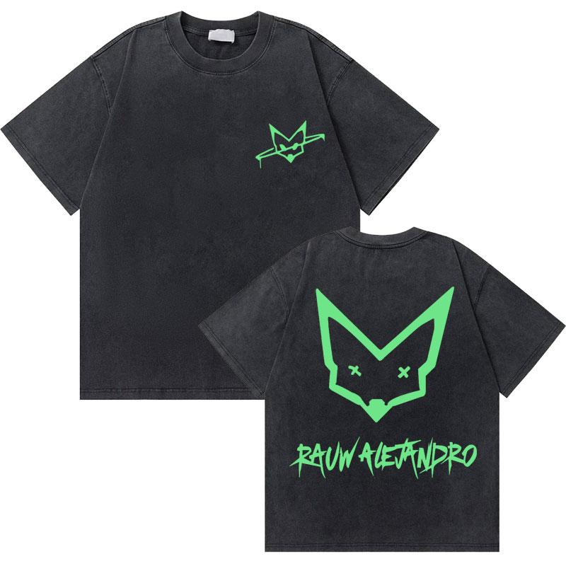 Rapper Rauw Alejandro Cosa Nuestra Vintage Washed T Shirt Men Women Hip Hop Fashion Pop Music Tshirt Mens Oversized Tshirts