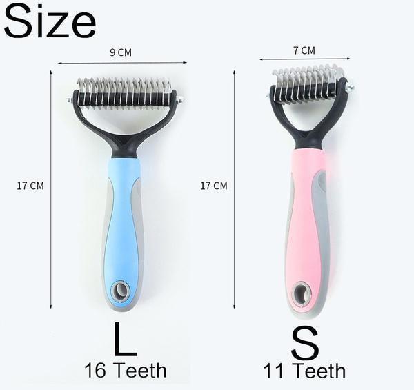 Pente para cães e gatos, cortador de nós para pelos de animais de estimação, ferramentas para remoção de pelos, 11 ou 17 dentes, escova dupla face para pentear e pentear animais de estimação