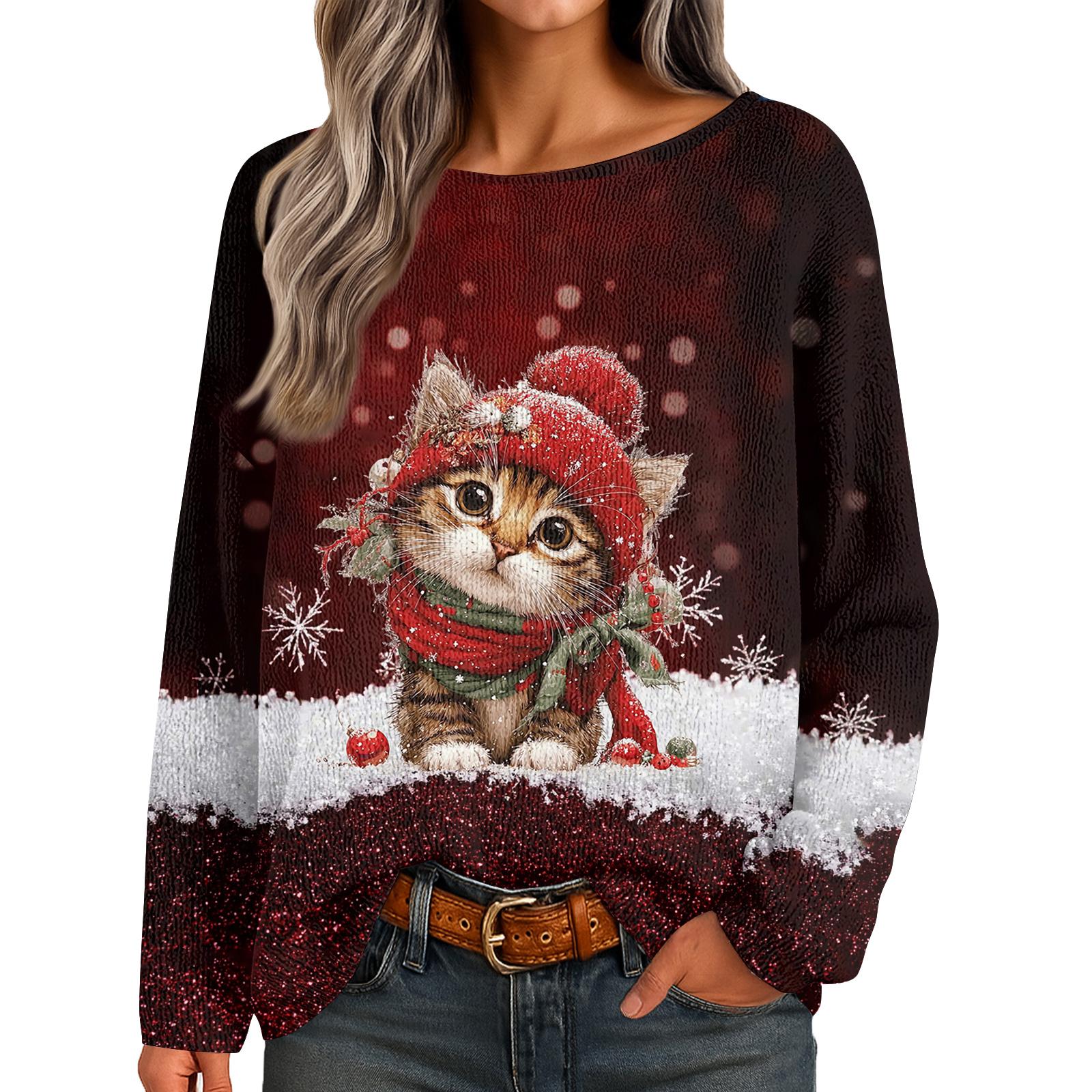 

Женские осенние свитера с длинным рукавом, топы с принтом, пуловеры, свободная нарядная повседневная базовая одежда XL