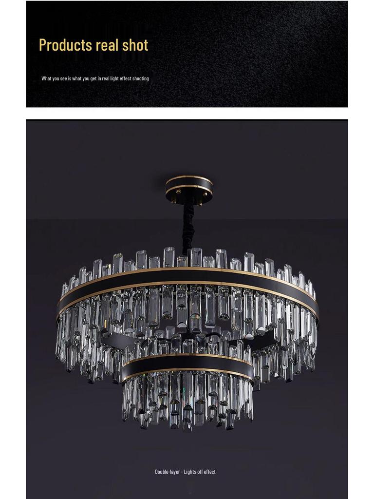 High-End Crystal Chandelier for Modern Spaces - Black, Luxury Lighting for Living Room, Bedroom, Bar, Restaurant, or Villa