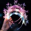 Leuchtender Schmetterlings-Haarclip – LED-Aufleuchtendes Stirnband für Konzerte & Fotoshootings, USB-aufladbar (Roségold)