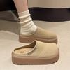 Fashion 2024 New Mules Slippers Women Shoes Khaki Casual Slippers Flat Cover Toe Slides Platform Loafers Comfortable Versatile Women's