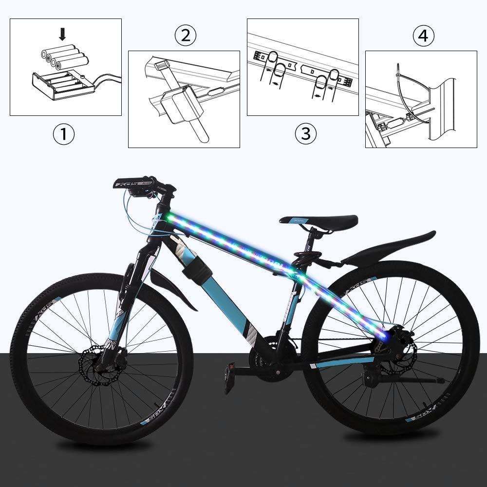 DANCRA RGB LED Pás na kolo s dálkovým ovládáním a vysokou barvou a střihatelný pro elektrické kolo, odrazky na rámu, světlo, na baterie,