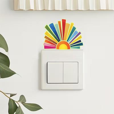 Creative Cartoon Rainbow Halo Home Background Wall Switch Decoration Sticker