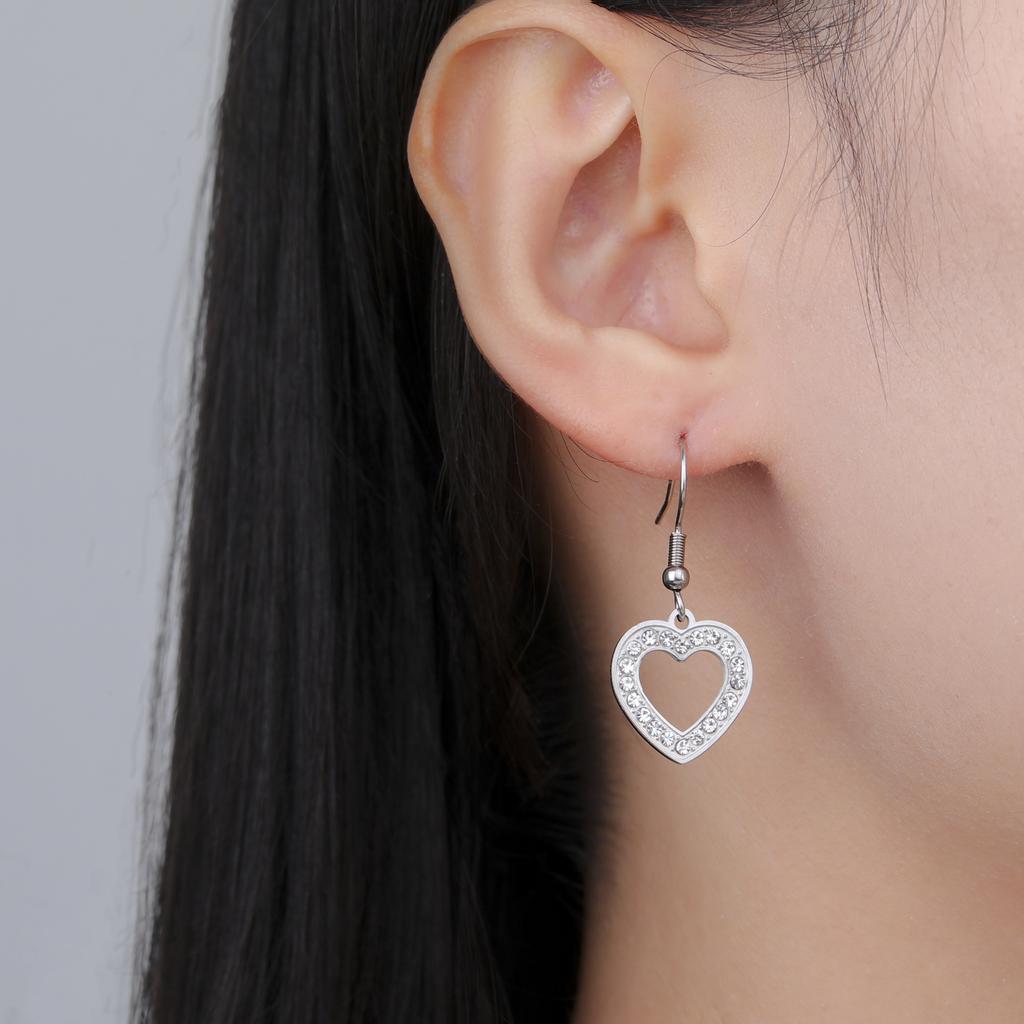 Stainless Steel Clear Zircon Heart Women's Earrings Drop Dangle Earrings Jewelry 2026 Trend Mother's Day Gift Wholesale