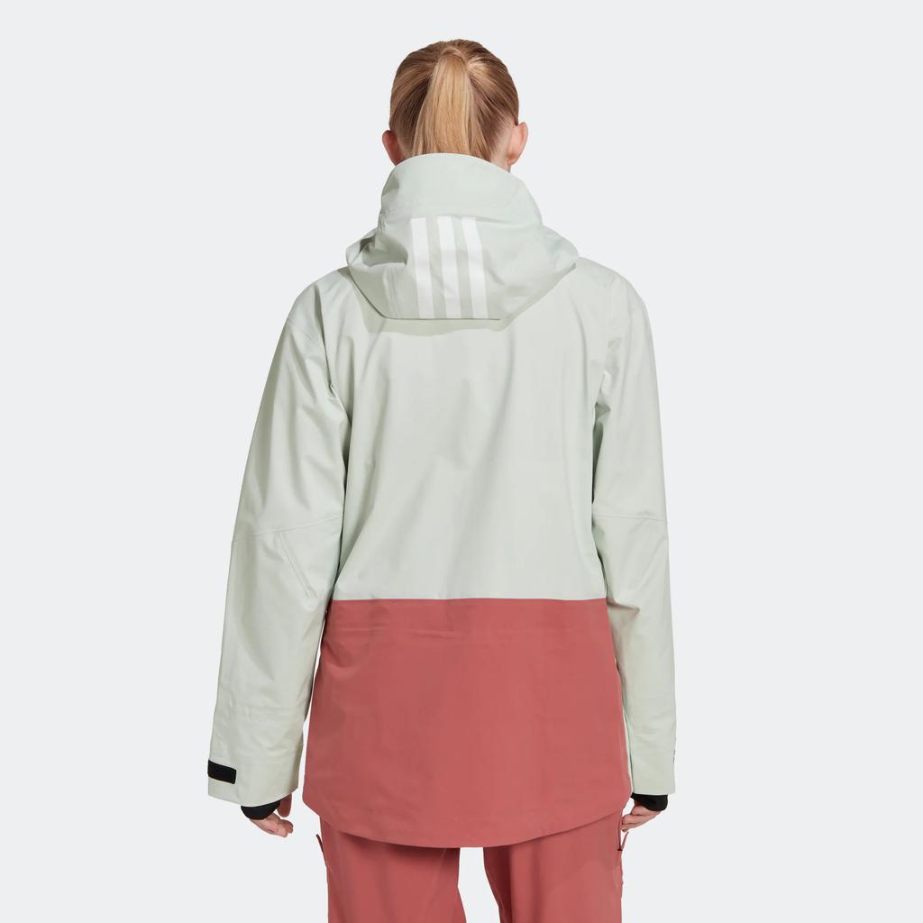 Adidas Terrex Mys 3L Gtx Jacket With Patchwork Design And Brand Logo Print Outdoor Sports Hooded Jacket Women Jacket Off-White HC7735