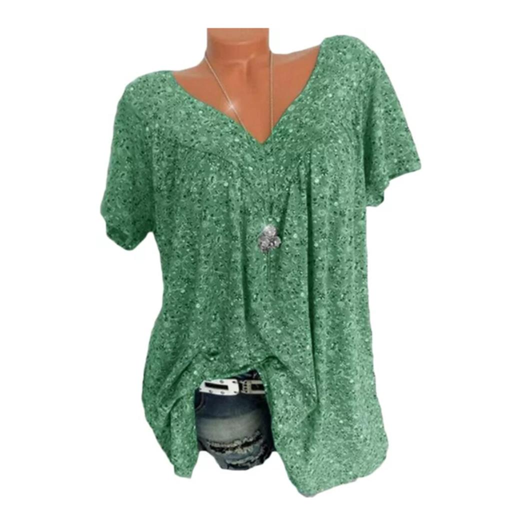 Women T-shirt V Neck Short Sleeve Top Printed Casual Summer T Shirt