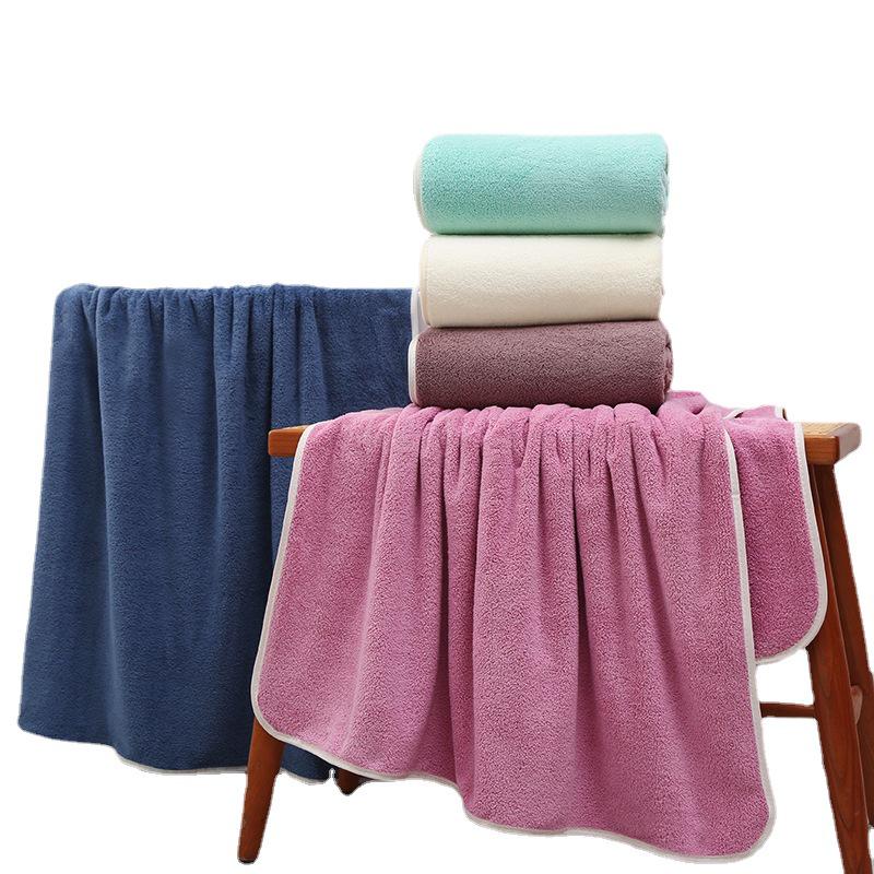 Korean Coral Fleece Bath Towel - 70x140cm, Thick Edge, Absorbent & Quick-Drying, Ideal for Men & Women, Beach & Home Use