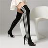 Damen-Stiefel mit hohen Absätzen, sexy europäischer und amerikanischer Stil, hochhackige Überknie-Stiefel mit offenen Zehen in großen Größen.