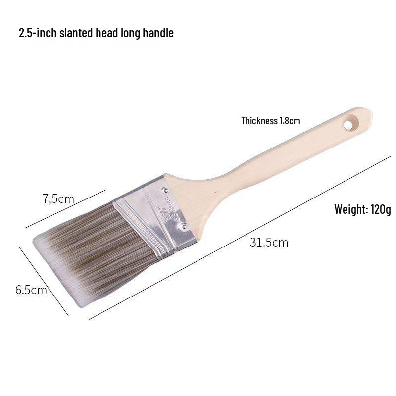 Traceless Cross-Slanted Edge Paint Brush: Hog Bristle, Flat Design for Water-Based and Wall Corner Latex Paints